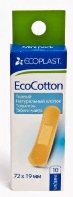 Купить ecoplast ecocotton набор тканевых пластырей 72 х 19мм, 10 шт в Павлове