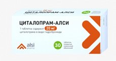 Купить циталопрам, таблетки, покрытые пленочной оболочкой 20мг, 30 шт в Павлове