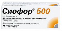 Купить сиофор 500, таблетки, покрытые пленочной оболочкой 500мг, 60 шт в Павлове