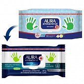 Купить aura (аура) салфетки влажные антибактериальные ромашка 72шт в Павлове