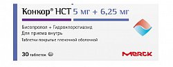 Купить конкор нст, таблетки покрытые пленочной оболочкой 5 мг+6,25 мг, 30 шт в Павлове