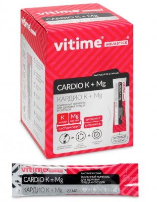 Купить vitime aquastick cardio k + mg (витайм) аквастик кардио k + mg, жидкость для приёма внутрь 2,5 мл, стик (саше-пакет)  30 шт. бад в Павлове
