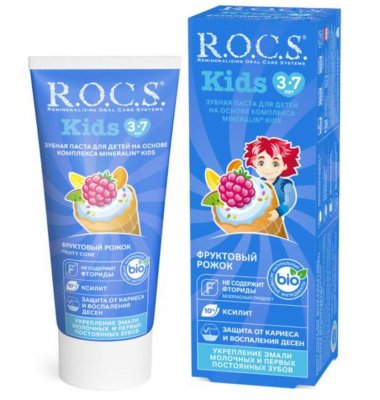 Купить рокс (r.o.c.s) зубная паста для детей фруктовый рожок без фтора, 45мл в Павлове