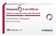 Купить глюкованс, таблетки, покрытые пленочной оболочкой, 500мг+5мг, 30 шт в Павлове