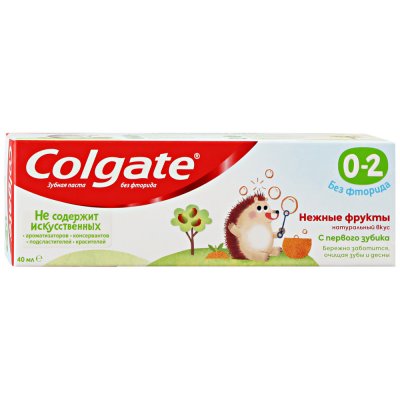 Купить колгейт (colgate) зубная паста детская без фтора с 0-2 лет нежные фрукты, 40мл в Павлове