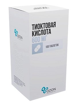 Тиоктовая кислота, таблетки покрытые пленочной оболочкой 600мг, 100 шт