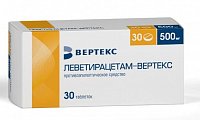 Купить леветирацетам-вертекс, таблетки покрытые пленочной оболочкой 500 мг, 30 шт в Павлове