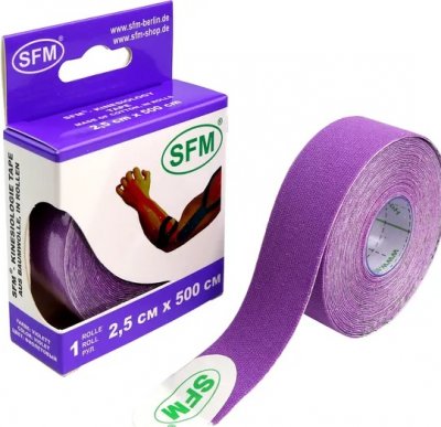 Купить лента (тейп) кинезиологическая sfm-plaster на хлопковой основе  2,5см х 5м фиолетовый в Павлове