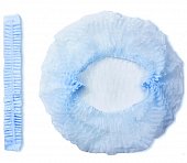 Купить шапочка-берет шарлотта нестерильная спанбонд плотность 8/м2, размер 52-62, длина 48см, голубая 125 шт в Павлове