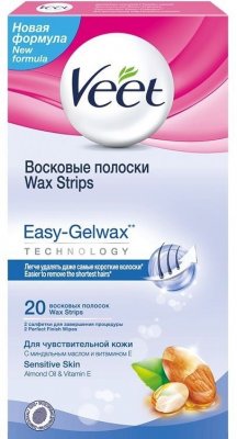 Купить вит (veet) восковые полоски для депиляции для чувствительной кожи easy gel-wax, 20 шт  в Павлове