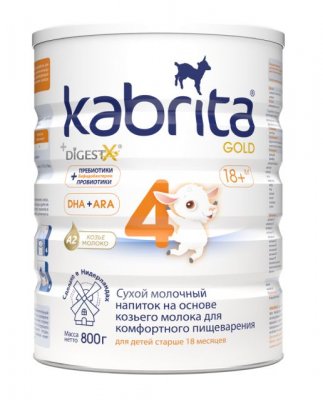Купить kabrita gold 4 (кабрита) смесь на козьем молоке для детей старше 18 месяцев, 800г в Павлове