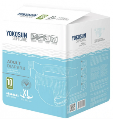 Купить yokosun (йокосан) подгузники на липучках для взрослых размер xl, 10шт (объем 130-170см) в Павлове