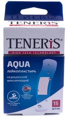 Купить пластырь teneris aqua (тенерис) водостойкий фиксирующий полимерная основа, 15 шт в Павлове