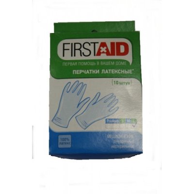 Купить перчатки first aid смотр. н/стер. латекс. опудр., m №10 в Павлове