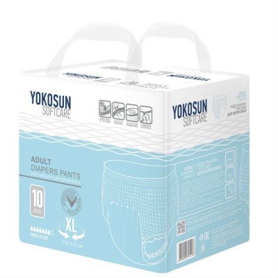 Купить yokosun (йокосан) подгузники-трусики для взрослых размер xl (объем 130-170см) 10 шт в Павлове