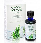 Купить омега-3 омега дель мар (omega dei mar) из морских водорослей, жидкость флакон 50мл бад в Павлове