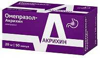 Купить омепразол-акрихин, капсулы кишечнорастворимые 20мг, 50 шт в Павлове