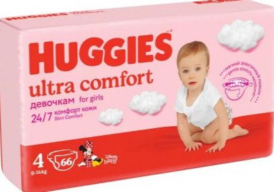 Купить huggies (хаггис) подгузники ультра комфорт для девочек 8-14кг 66 шт в Павлове