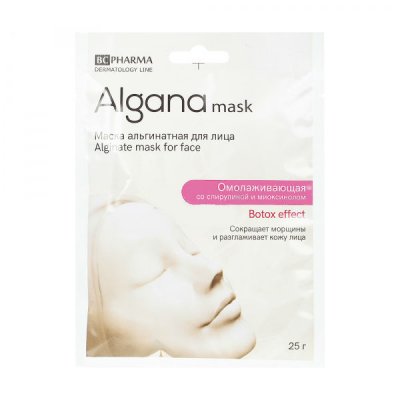 Купить альгана маск (alganamask) маска для лица альгинатная омолаживающая со спирулиной, 1 шт в Павлове