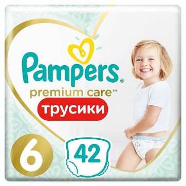 Pampers Premium Care (Памперс) подгузники-трусы 6 эксра лэдж 15+ кг, 42шт