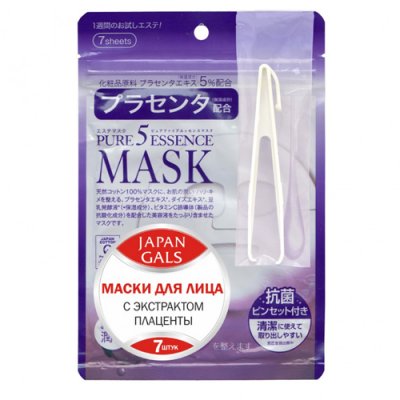 Купить japan gals (джапан галс) маска плацента pure5 essential, 7 шт в Павлове