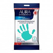 Купить aura (аура) дерма протект салфетки влажные антибактериальные алоэ, 15 шт в Павлове