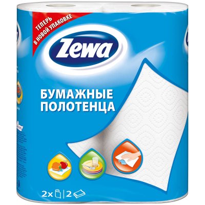 Купить полотенца бумажные zewa (зева) белые двухслойные, 2шт в Павлове