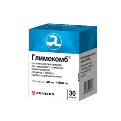 Купить глимекомб, тбл 40мг + 500мг №30 (акрихин хфк, россия) в Павлове