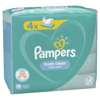 Купить pampers baby fresh clean (памперс) салфетки влажные, 52шт (в комплекте 4 упаковки) в Павлове