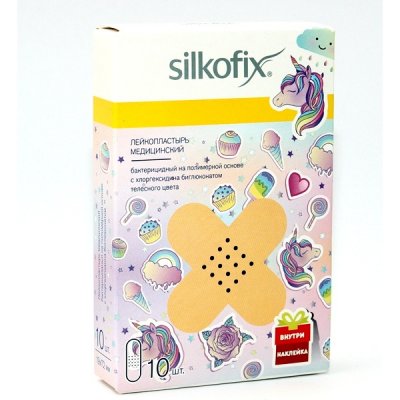 Купить silkofix (силкофикс) пластырь полимерная основа с хлоргексидином 1,9х7,2см, 10 шт единорог в Павлове