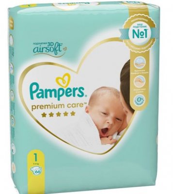 Купить pampers premium care (памперс) подгузники 1 для новорожденных 2-5кг, 66шт в Павлове