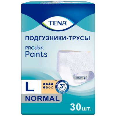 Купить tena proskin pants normal (тена) подгузники-трусы размер l, 30 шт в Павлове