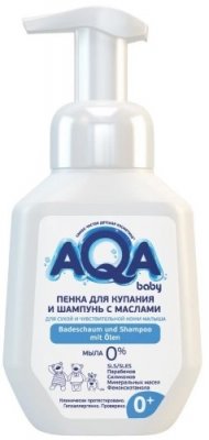 Купить aqa baby (аква беби) пенка для купания и шампунь с маслами для сухой и чувствительной кожи, 250 мл в Павлове