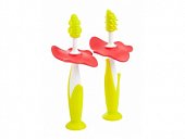 Купить roxy-kids (рокси-кидс) зубная щетка-массажер с ограничителем с 4 месяцев, 2 шт цветочек в Павлове