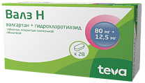 Купить валз-н, таблетки, покрытые пленочной оболочкой 80мг+12,5мг, 28 шт в Павлове