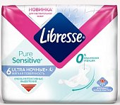Купить libresse (либресс) прокладки ultra pure sensitive ночные+ 6 шт в Павлове