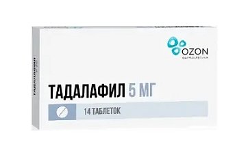 Тадалафил, таблетки, покрытые пленочной оболочкой 5мг, 14 шт