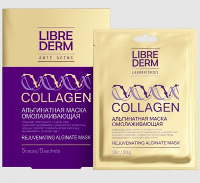 Купить librederm collagen (либридерм) маска альгинатная омолаживающая, 30мл 5шт в Павлове
