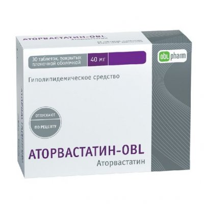 Купить аторвастатин-obl, таблетки, покрытые пленочной оболочкой 40мг, 30 шт в Павлове
