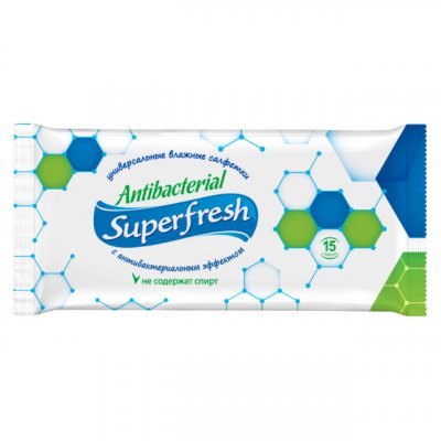 Купить superfresh (суперфреш) салфетки влажные антибактериальные 15шт в Павлове
