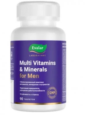 Купить мультивитамины и минералы для мужчин эвалар, таблетки покрытые оболочкой 1,3г, 90 шт бад в Павлове