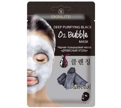 Купить skinlite (скинлайт) маска для лица черная пузырьковая древесный уголь, 20г в Павлове