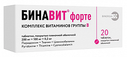 Купить бинавит форте, таблетки, покрытые пленочной оболочкой 200мг+100мг+0,2мг, 20 шт в Павлове