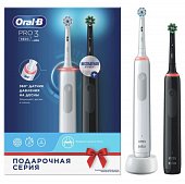 Купить oral-b (орал-би) электрическая зубная щетка 3772 с зарядным устройством 3757 белая+черная pro 3 d505.523.3н, 2шт. в Павлове