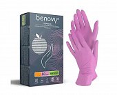 Купить перчатки benovy смотровые нитриловые нестерильные неопудрен текстурир с однократной хлорацией размер l 50 пар, розовые в Павлове