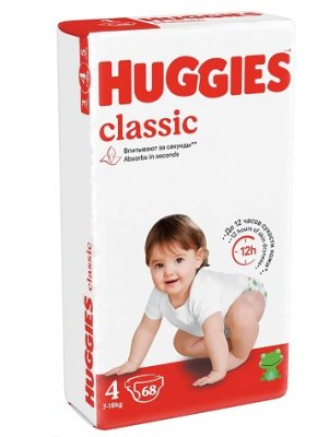 Купить huggies (хаггис) подгузники классик 4 7-18кг 68шт в Павлове