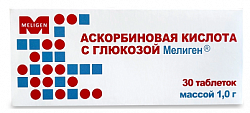 Купить аскорбиновая к-та с глюкозой мелиген, таблетки массой 1г 30шт бад в Павлове