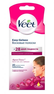 Купить veet easy-gelwax (вит) восковые полоски для лица с ароматом бархатной розы, 20 шт в Павлове