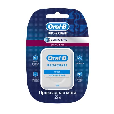 Купить oral-b (орал-би) зубная нить clinic line proexpert мятная, 25м в Павлове
