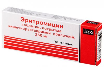 Купить эритромицин, таблетки, покрытые кишечнорастворимой оболочкой 250мг, 20 шт в Павлове